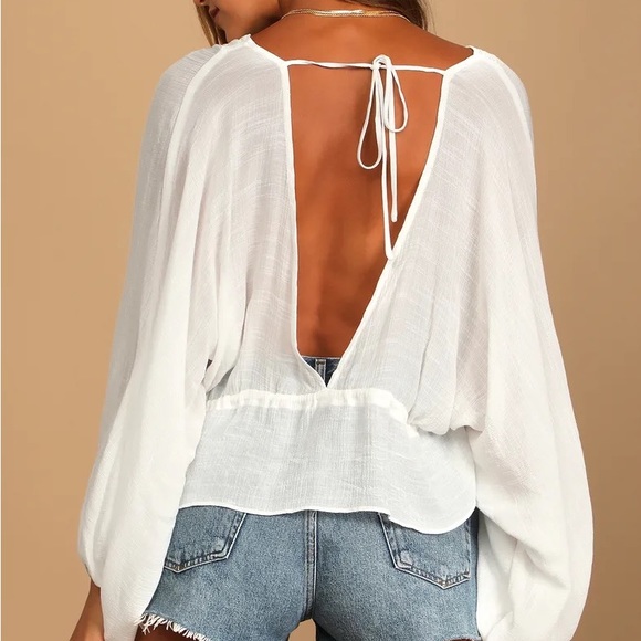 EUC: LULU’S Breezy Behavior White Dolman Top - Picture 3 of 15